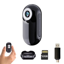 1080P Mini Body Camera, Mini Action Cam with Built in 32GB Memory Card, Thumb...