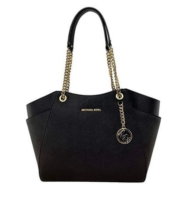 Michael Kors Jet Set Travel Large Shoulder Bag Tote MK Black w/ Gold-BRAND NEW