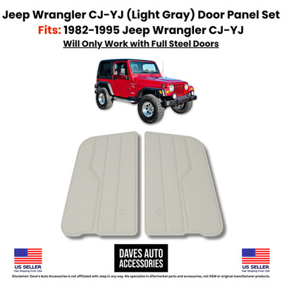 Wrangler YJ CJ LIGHT GRAY Door Panels Full Doors Pair 82-1995 Jeep