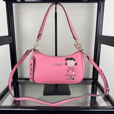 COACH CBM32 Terri Shoulder Bag PEANUTS Lucy Leather Coral Multi Outlet NEW JAPAN