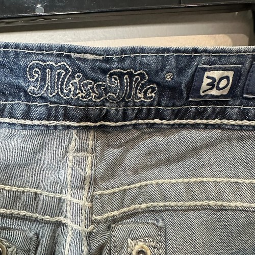 Miss Me Demin Cut Off Shorts Size 30 Patriotic America Distressed Fringe - Picture 10 of 13