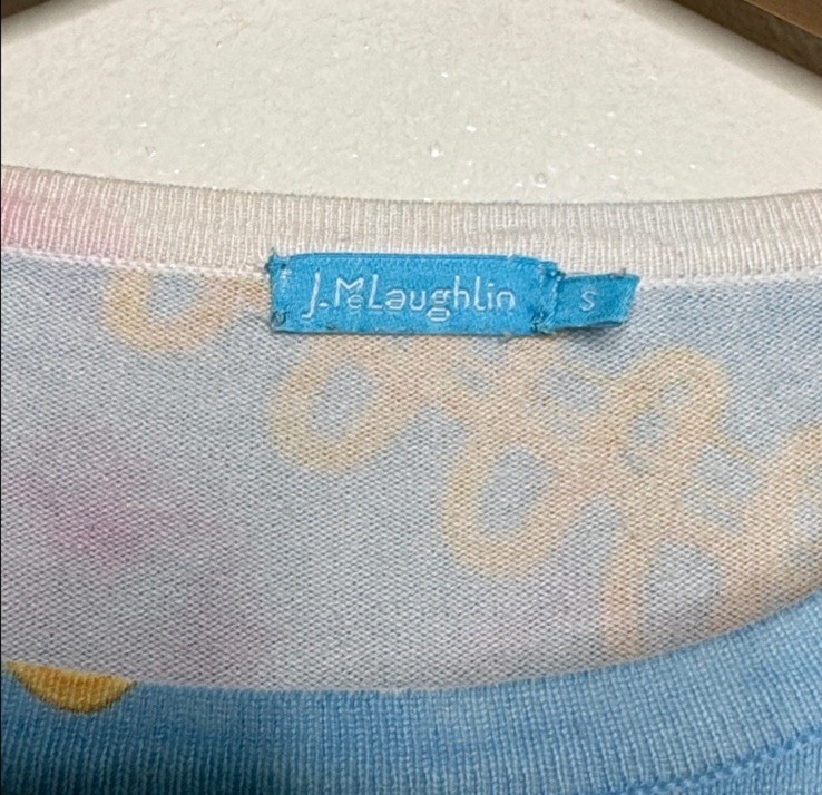 J. McLaughlin Blue Gold Seashell Button Pullover … - image 2