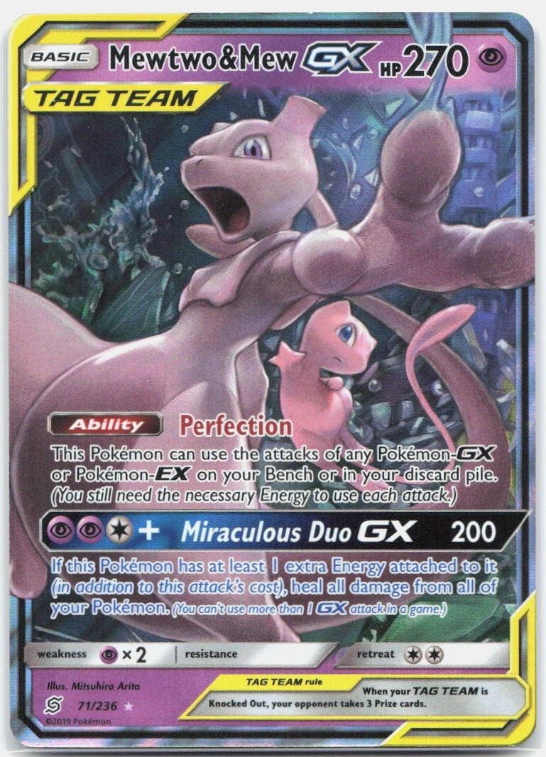 Pokemon Mewtwo & Mew GX 71/236 LP Holo GX Rare Unified Minds