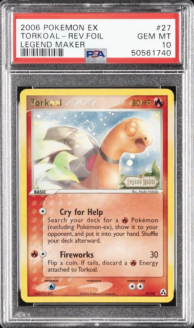 2006 POKEMON EX LEGEND MAKER #27 TORKOAL-REVERSE FOIL PSA 10