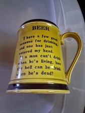 2 Green Ceramic Beer Mugs W Funny Saying