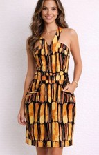 Michael Michael Kors Womens Size 8 Orange Black Flame Sundress Pockets
