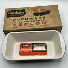 Jeannette Glasbake Loaf Pan Ovenware Non Stick Gray Vintage Glass