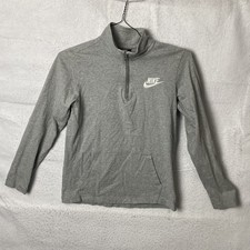 Nike Boys Youth Gray 1/4 Zip Sweatshirt Pullover Top Cotton Kids Size XL