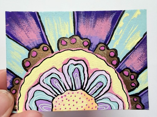 ACEO Original Painting "All the Layers" Abstract Colorful Fine Mini Art OOAK