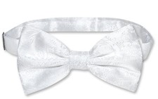 Vesuvio Napoli BOWTIE WHITE Paisley Color Mens Bow Tie for Tuxedo or Suit