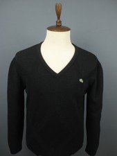Lacoste Black Wool Tight Knit V-Neck Casual Long Sleeve Pullover Sweater Size 5