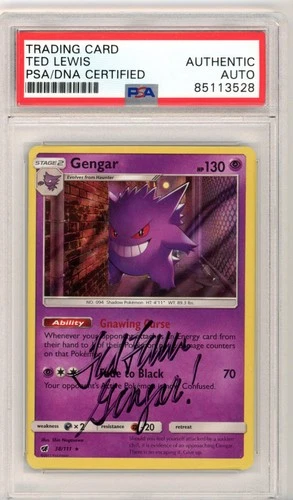 PSA Signed Ted Lewis Pokémon TCG Gengar Crimson Invasion 38/111 Holo Rare