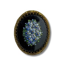 Antique French Micro Mosaic Floral Bouquet Brooch Gold Mount