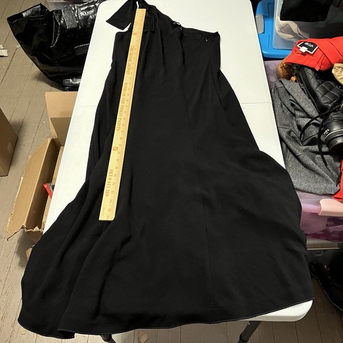 Theory Liberik One Shoulder Elevate Crepe Midi Dress Black Size 10 R1 - Picture 6 of 7