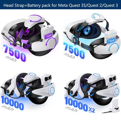  For Meta Quest 3S/Quest 2/Quest 3 Head Strap + 10000mAh Hot-Swap Battery Pack