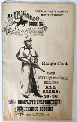 Buckaroo Bobbins Range Coat Vintage Pattern Sizes 36 to 56 Uncut