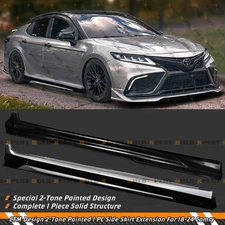 For 18-2024 Toyota Camry CTM Design Celestial Silver Black Side Skirt Extension