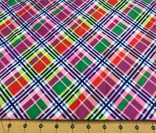 Plaid Pink and Purple Flannel fabric sold by the yard 2670