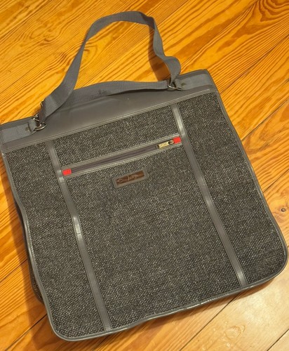 Vintage Oscar De La Renta Gray Folding Tweed Garment Bag Designer Luggage
