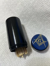 Masonic Mason URN BLACK Jar, Aluminum Storage Container Rubber Airtight Stash