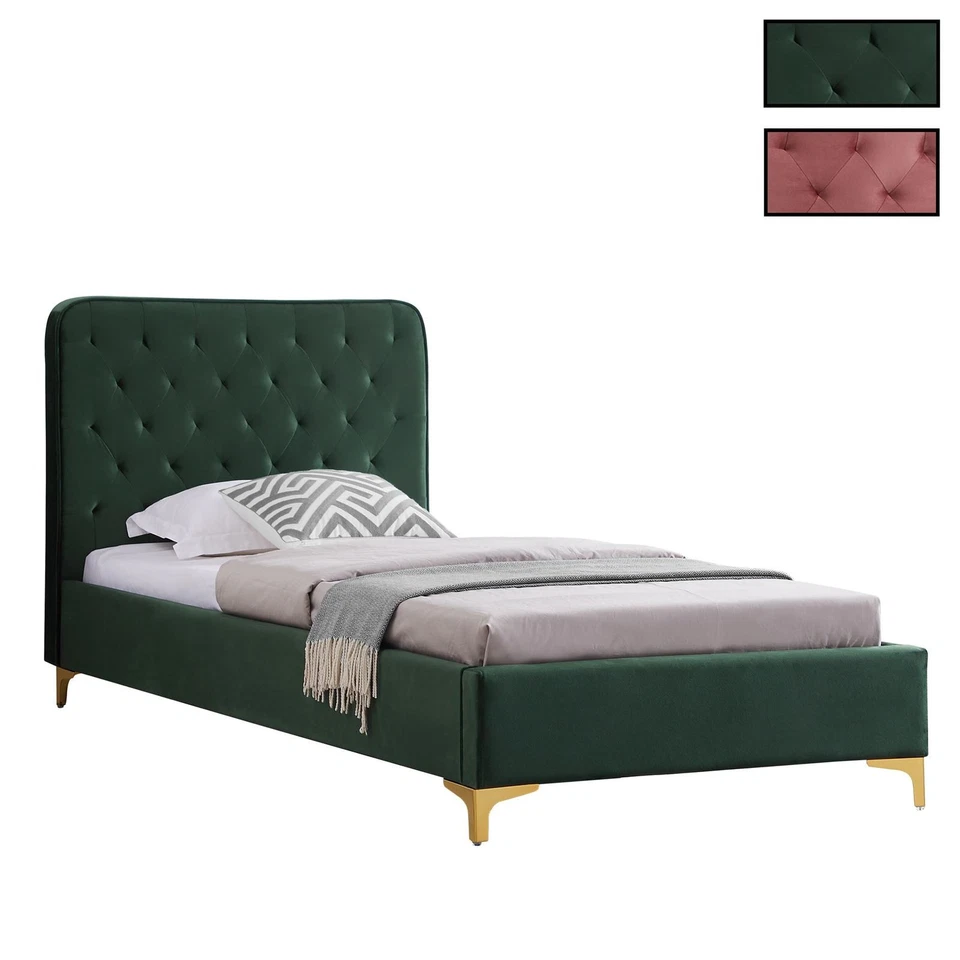 Lit simple GLAMOUR pour adulte 90x190 cm 2 places avec sommier en velours - Photo 1/1