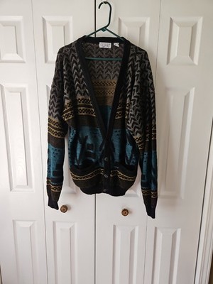 Men's 90s Vintage Sweater Graphix  Abstract Cardigan XXL