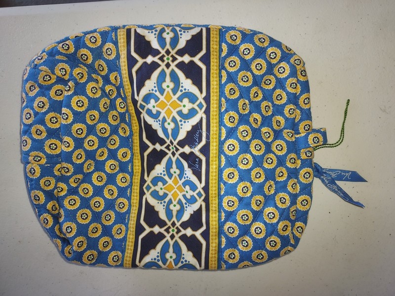 Vera Bradley classic Blue Yellow Multicolor Fabric Makeup Bag with Zipper
