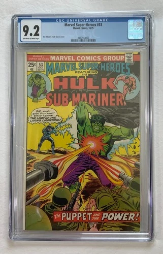 Marvel Super-Heroes #53 Hulk & Sub-Mariner 1975, CGC Universal Grade 9.2