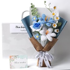 Crochet Flower Bouquet, Handmade Knitted Tulip Faux Crochet Flowers for Home ...