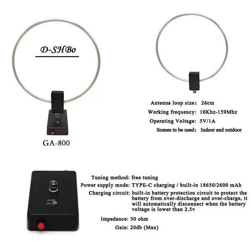 Indoor/Outdoor 10KHz-159MHz 20db GA800 Radio Shortwave Antenna With Control Box - Zdjęcie 6 z 7