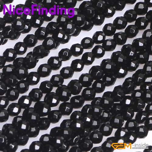 Natural Round Black Agate Faceted Onyx Gemstone Beads For Jewelry Making 15''DIY - Picture 14 of 41