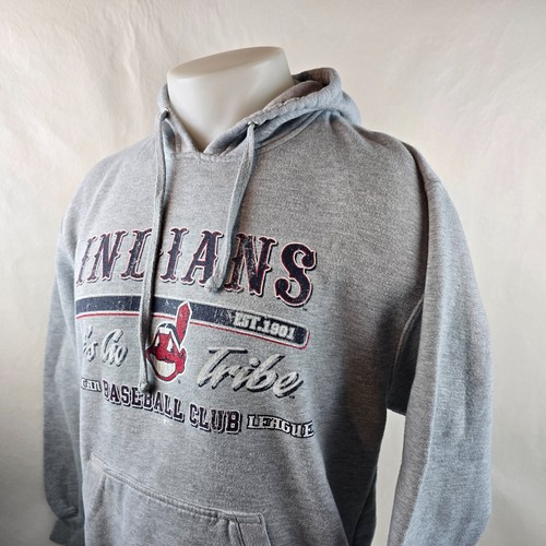 Cleveland Indians Sweatshirt Mens Medium Grey Hoodie Tribe Baseball 2008 MLB - Picture 6 of 10