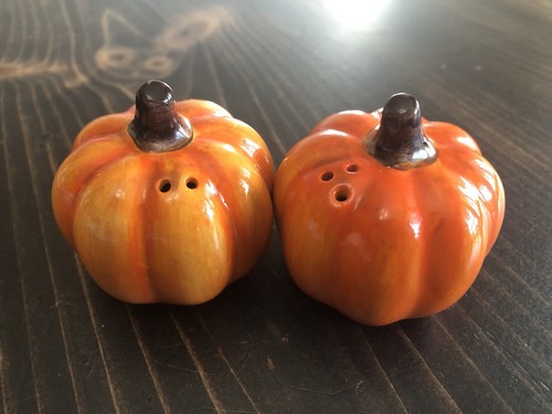 Pumpkin Ceramic Salt & Pepper Shakers Autumn Fall Thanksgiving Decor