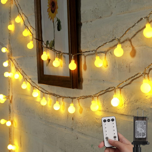 Mini Globe String Lights, 66 Ft. 200 LED Fairy String Lights Plug In, 8 Modes wi