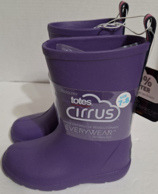 Totes Rain Boots Purple Girls Size 7-8  Lightweight 100% Waterproof  NWT