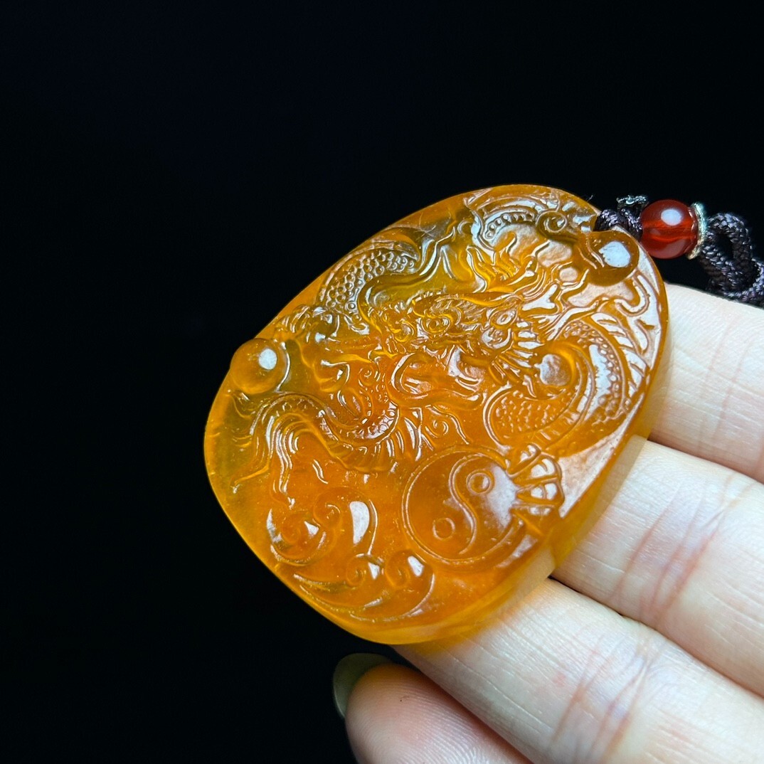 Real Natural high Ice yellow Jade Jadeite dragon Pendant&Necklaces