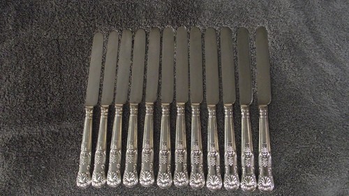 Antique Sterling Silver Aaron Hadfield Georgian Kings set 24 flatware - Picture 6 of 12