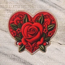 Heart Patch Iron-on Applique Clothing Love Badge Valentine's Day Red Rose Gift