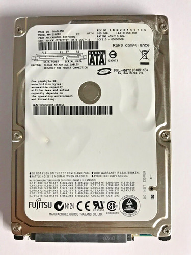 160 GB SATA NOTEBOOK FESTPLATTE FUJITSU MHY2160BH 2,5 ZOLL #NFP494