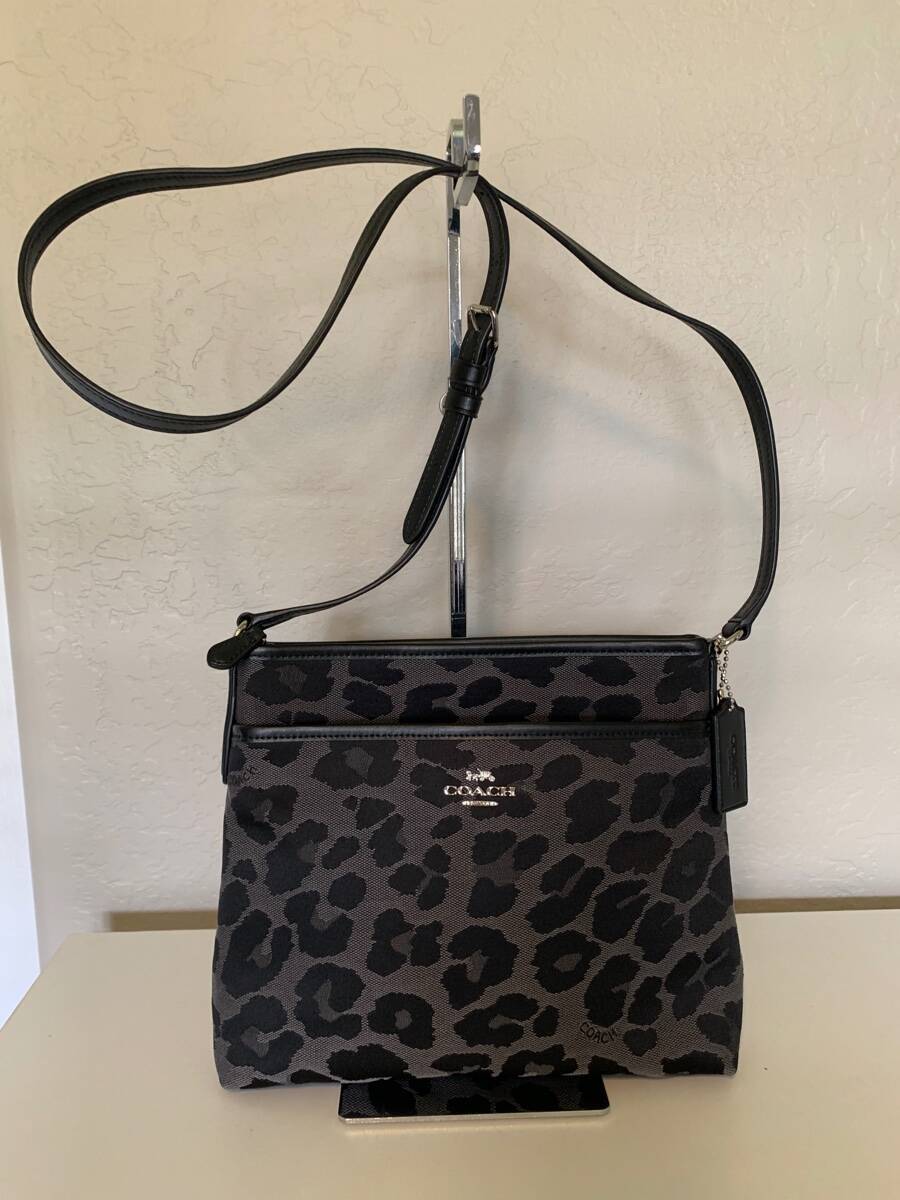 COACH LEOPARD OCELOT FILE CROSSBODY BAG F39036 BLACK … Gem