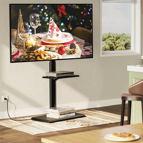 Swivel Universal Floor TV Stand 32-65in TV Entertainment Stand w/ Media Storage - Picture 3 of 13