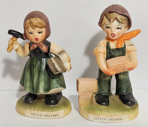 Royal Crown 3853 Boy & Girl Little Helpers Porcelain Figurines
