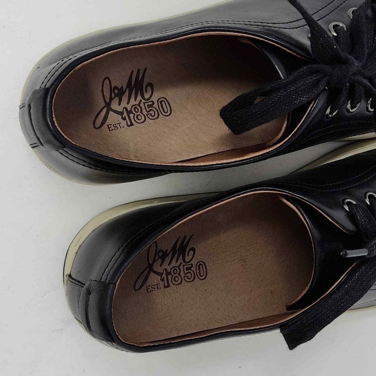 J & M Lace Up Black Leather Oxfords Men