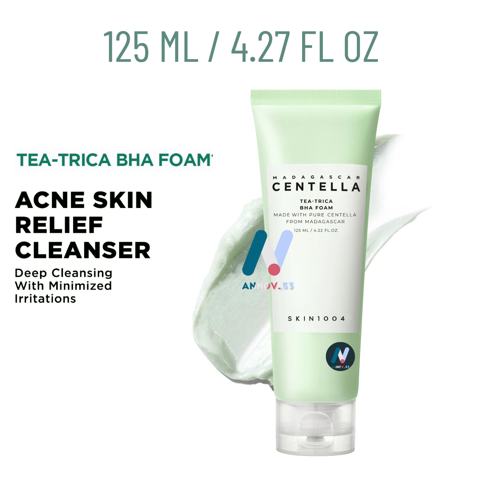 SKIN1004 Madagascar Centella Tea-Trica BHA Espuma Limpia Acné Piel Calma Humedad 125 ml