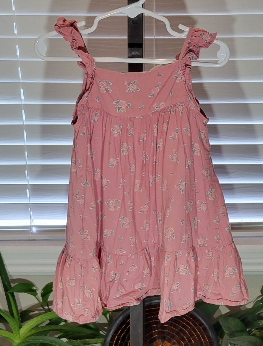 H&M Light Pink Rose Floral Flared Button Sleeveless Cotton Kodie Dress 18M  | eBay