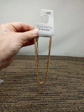 Sugarfix by BaubleBar Modern  Statement Double Necklace  Set Gold Color New