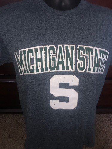 Gildan Michigan State SPARTANS Gray/Green Graphic T-Shirt Size Small - Picture 2 of 4