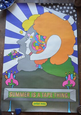 Peter Max ''Summer Is A Tape Thing'' 1970 Werbetafel Psychedelic Werbeplakat