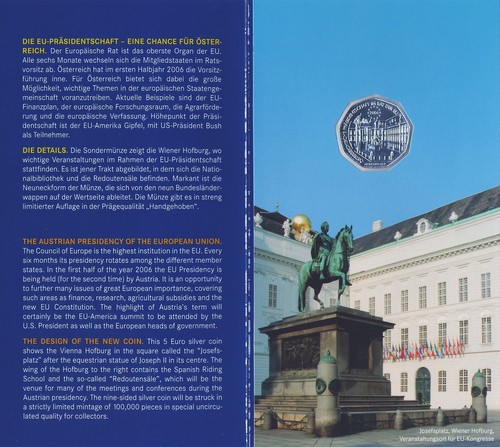 Österreich 5 Euro 2006 Silber EU Präsidentschaft hgh im Blister - Bild 2 von 3
