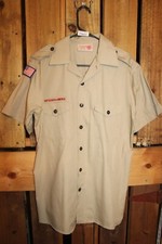 Boy Scouts of America Men's Adult Shirt Small Vented Poly Microfiber Tan Plain
